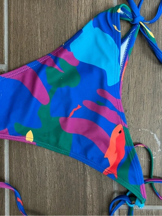 Ocean Print Multicolor Triangle String Bikini - Picture 2 of 2
